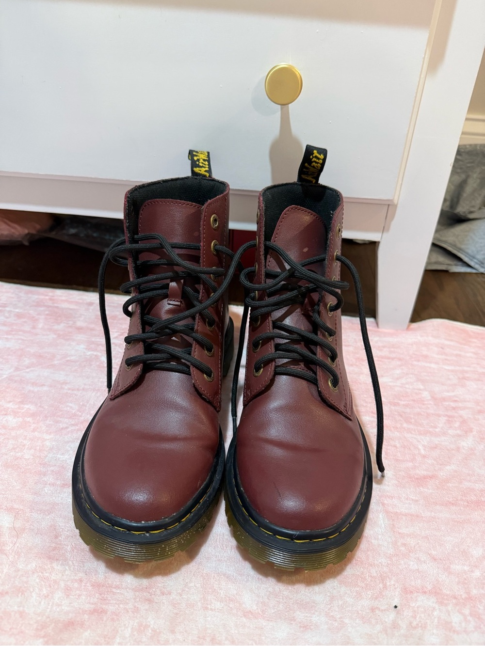 Dr. Martens Men's Cherry Red Leather Lace-Up Boots